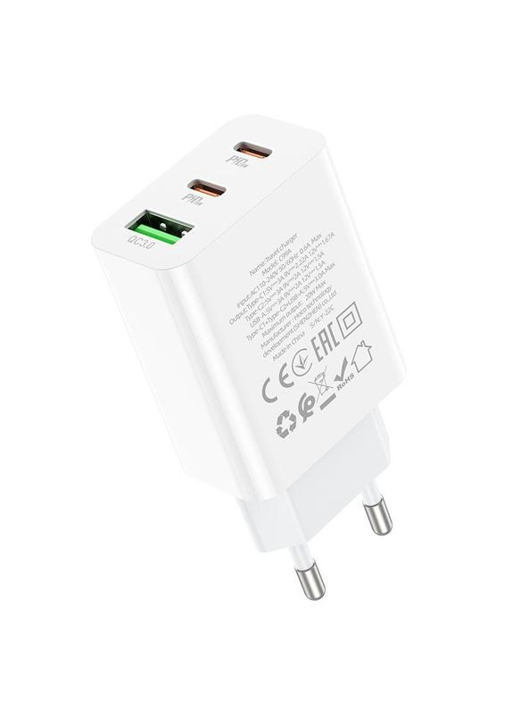 Сетевое зарядное устройство C99A PD 20W TypeC / USB QC3.0 3A - White Hoco (262806116)