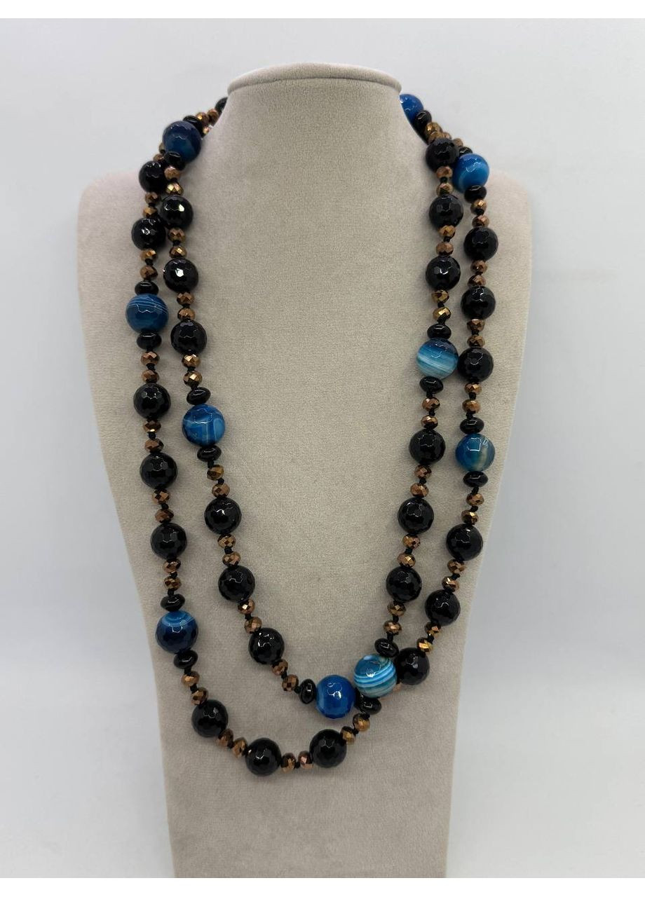 Ожерелье из агата 10-12 мм 120 см Синий No Brand (368561673)