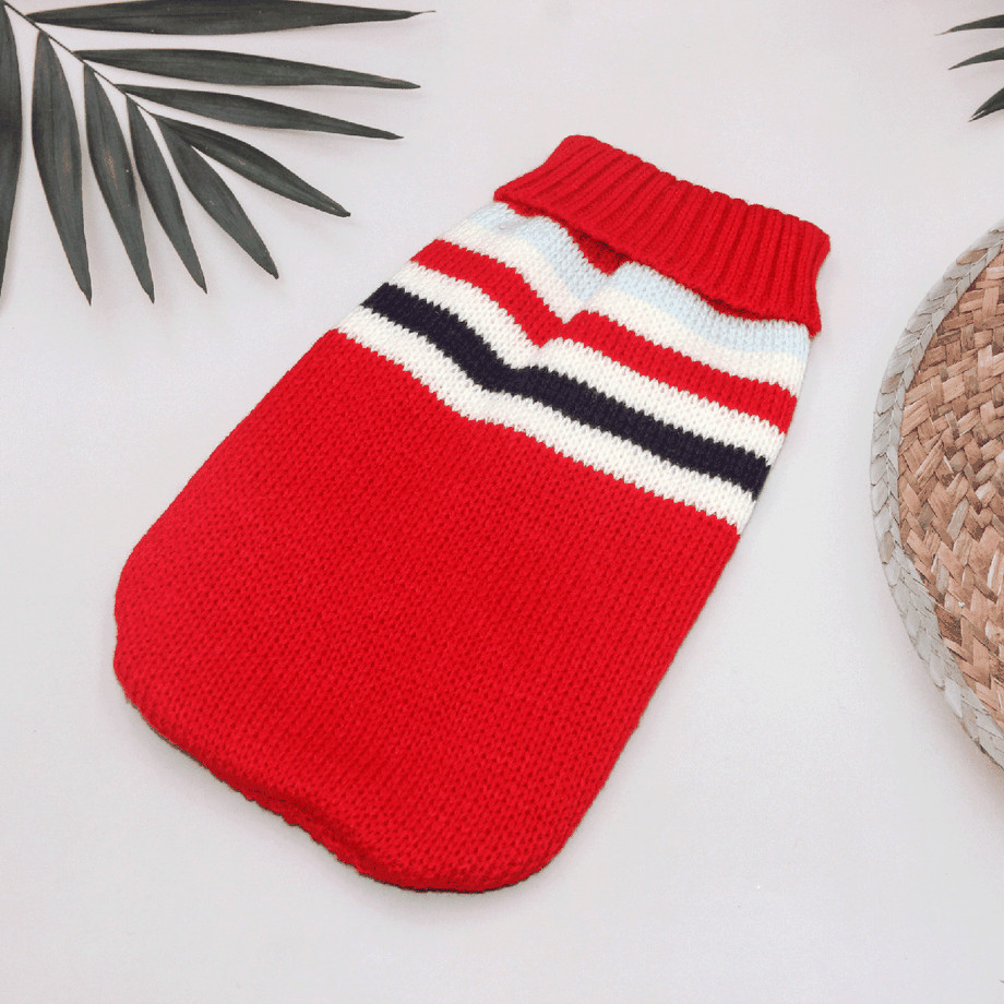 Вязаный акриловый свитер для котов и кошек Pet Style "Красные полосы" XS No Brand - (323231797)