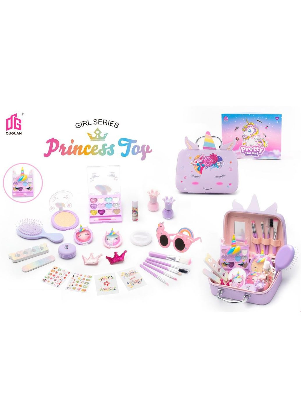 Набір дитячої косметики Princess Toy 25 предметів у валізі з сідіорогом фіолетовий No Brand (362700485)