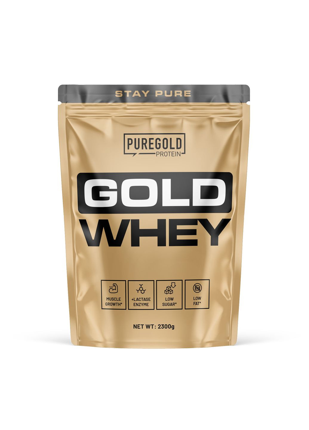 Протеин сывороточный для мужчин Whey Protein 2300г Белый Шоколад-Малина без сахара Pure Gold Protein (370299701)