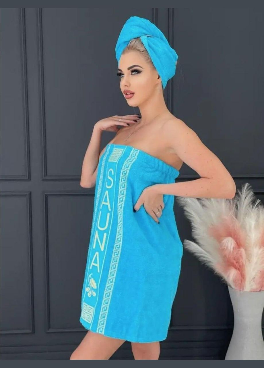 Махровый набор для бани 70х150 Голубой (П4К-К0406-double-001) No Brand голубой