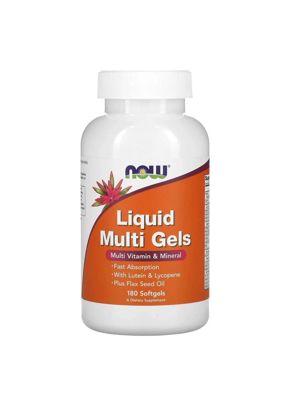 Мультивитамины Liquid Multi Gels, 180 капсул Now Foods (364357488)
