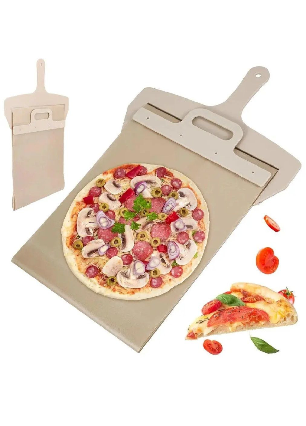 Кухонная раздвижная лопатка доска слайдер с деревянной ручкой для приготовления пиццы теста выпечки 25х25 см (480840-Prob) Unbranded (345559566)