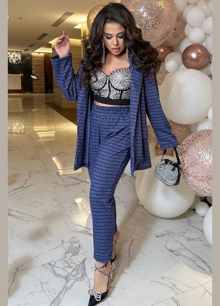 Костюм женский полуботальный тёмно-синего цвета Let's Shop (324468450)