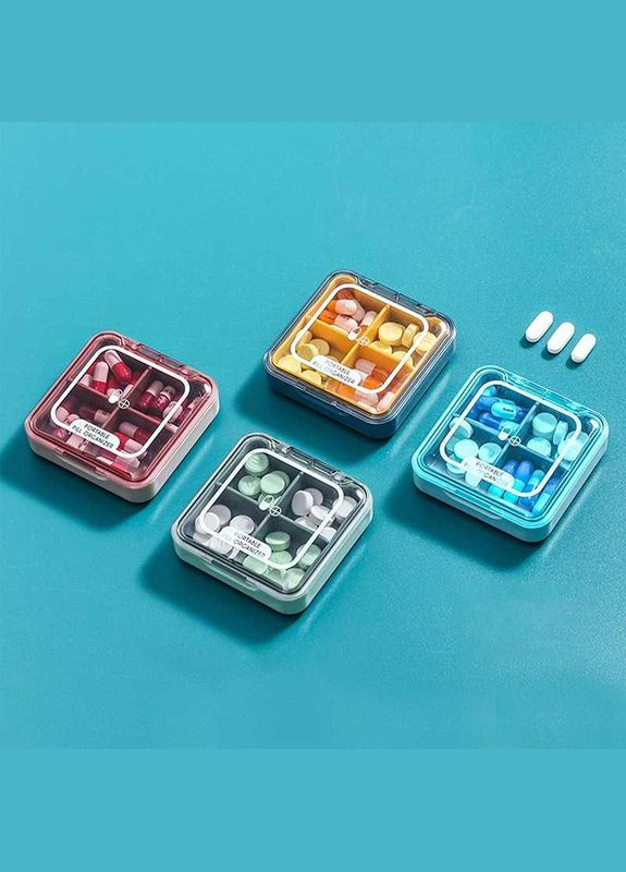 Карманная таблетница на 4 отделения Pill organizer №3 No Brand (338400923)