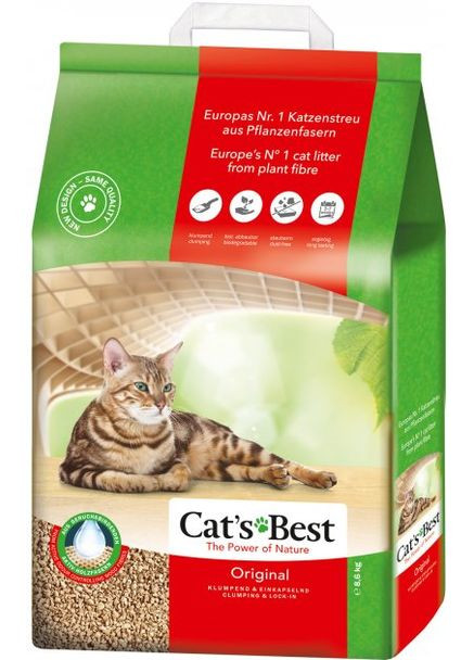 Наполнитель для кошачьего туалета Original Древесный комкующий 8.6 кг (20 л) (4002973186695/4002973189351) Cat's Best (279571591)