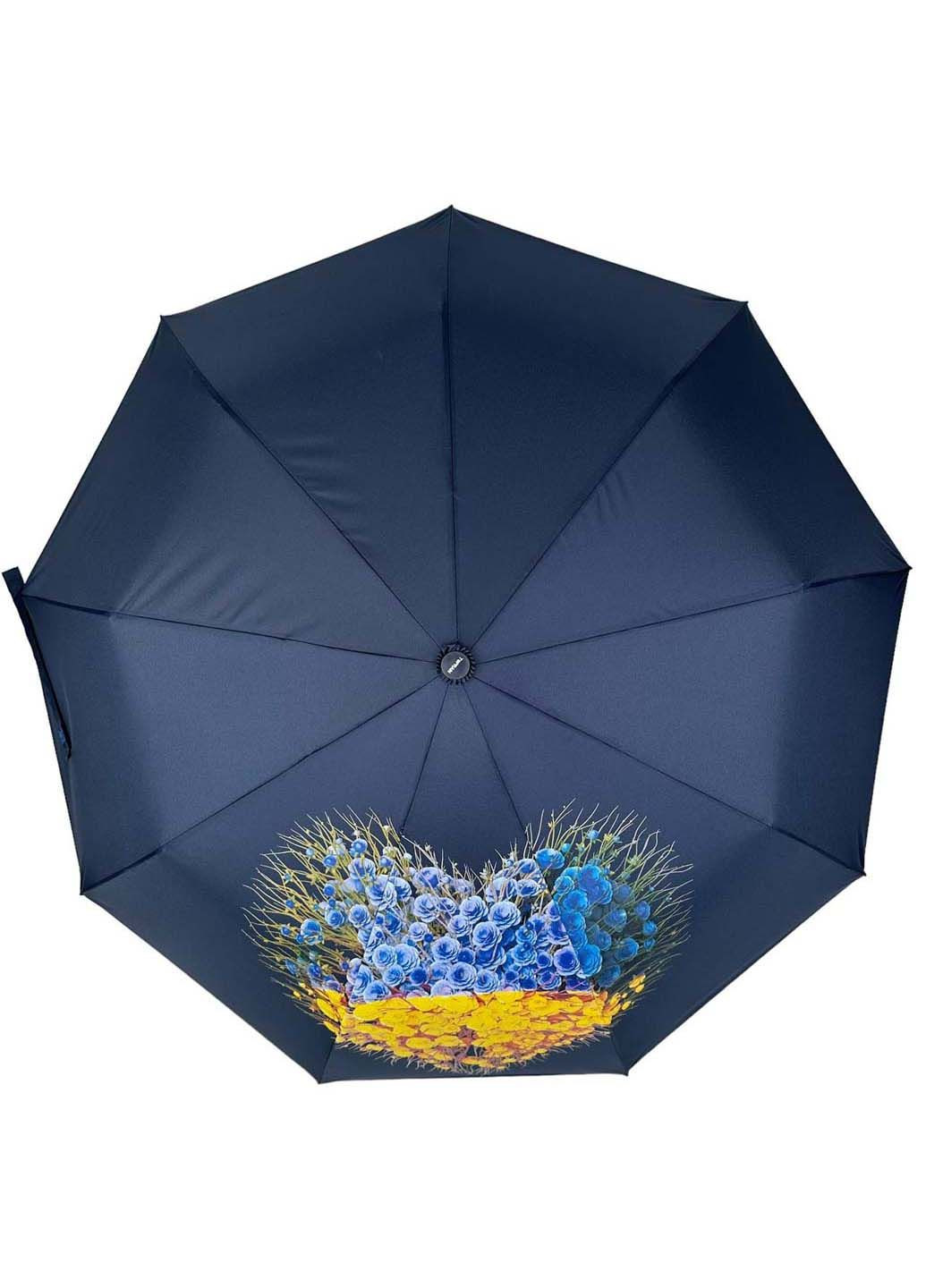 Синий женский зонт полуавтомат на 9 спиц Toprain система антиветер (289977577)