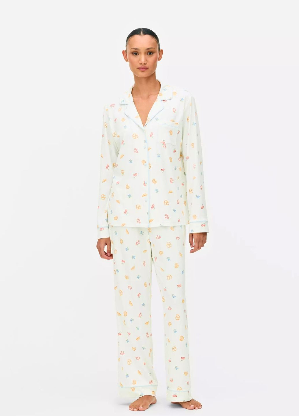 Кремовая всесезон пижама cosy printed boyfriend pyjamas домашний комплект молочный (8195) рубашка + брюки Primark