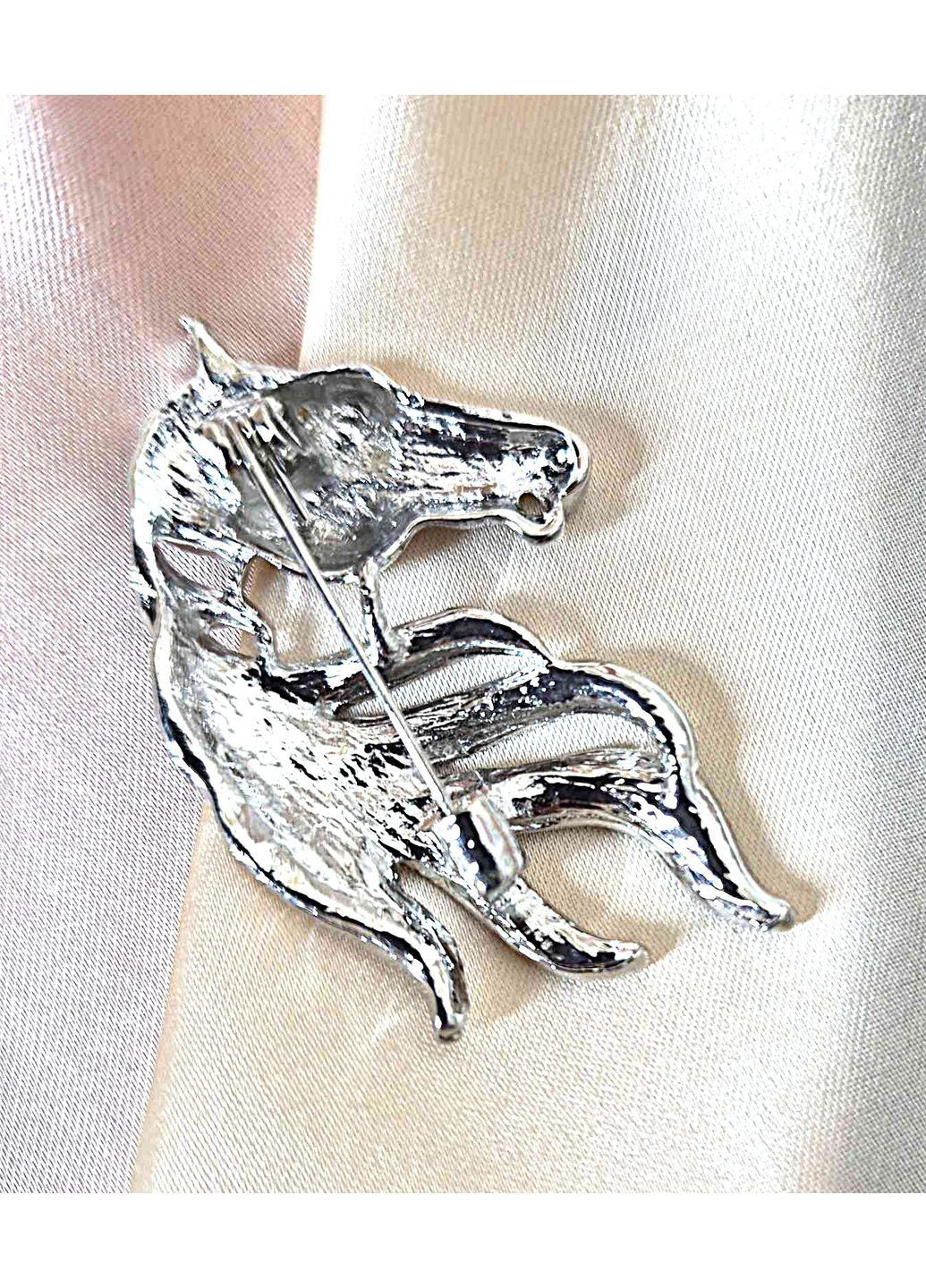 Брошка акцентна металева Сріблястий кінь No Brand (373273513)