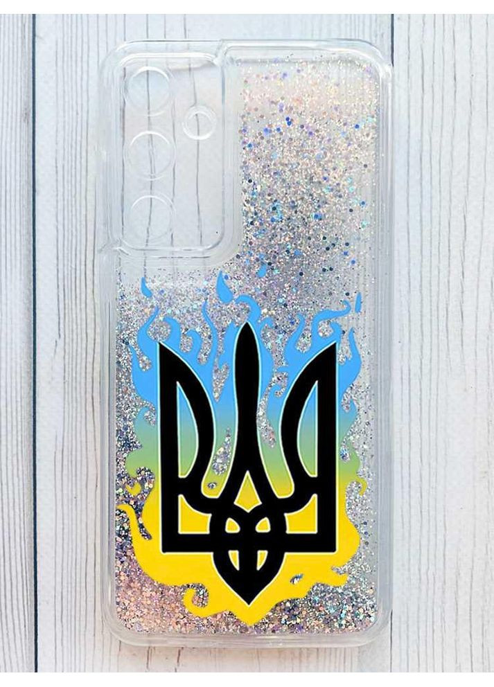 Чохол з плаваючими срібними блискітками на Samsung Galaxy A35 Тризуб Полум'я (принт 257) Creative (362026172)