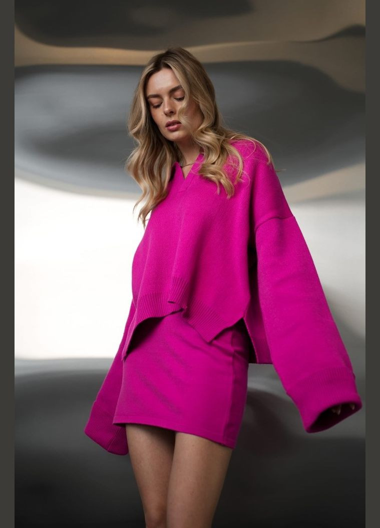 Малиновая юбка мини вязаная Twice