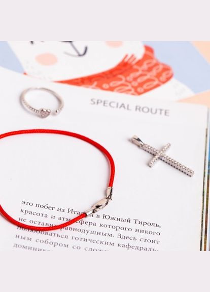 Хрестик срібний тоненький з маленькими білими фіанітами No Brand (354710547)