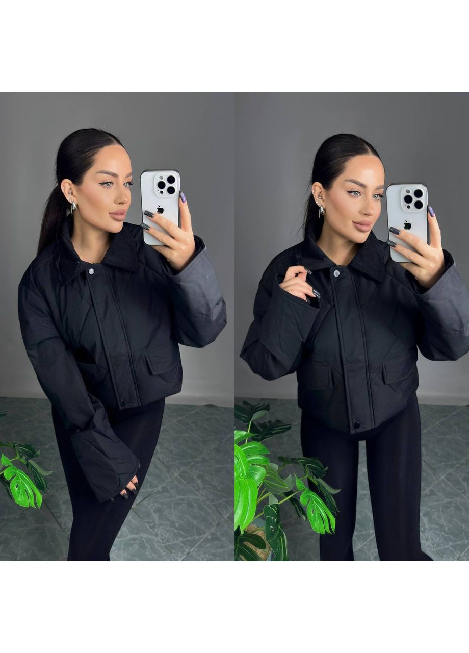 Черная демисезонная куртка женская No Brand