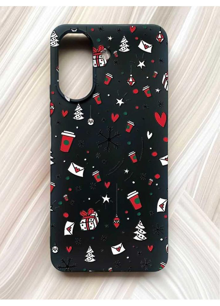 Матовий чорний чохол на Xiaomi Redmi 13C / Poco C65 Новорічний фон (принт 182) Creative (355404302)