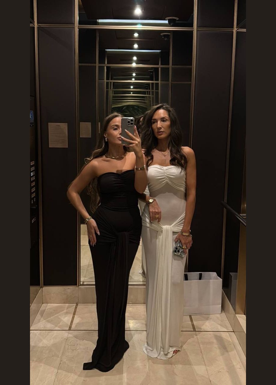 Черное откровенный, праздничный, коктейльное, вечернее платье-бандо Україна