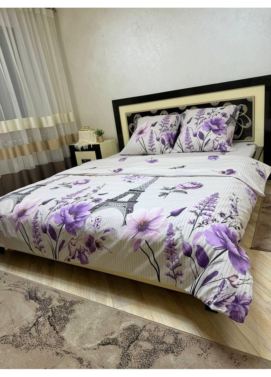 Постельное белье хлопковое Париж новинка Семейный 150 х 220 два пододеяльника Бязь Белое 70 х 70 No Brand (362202509)