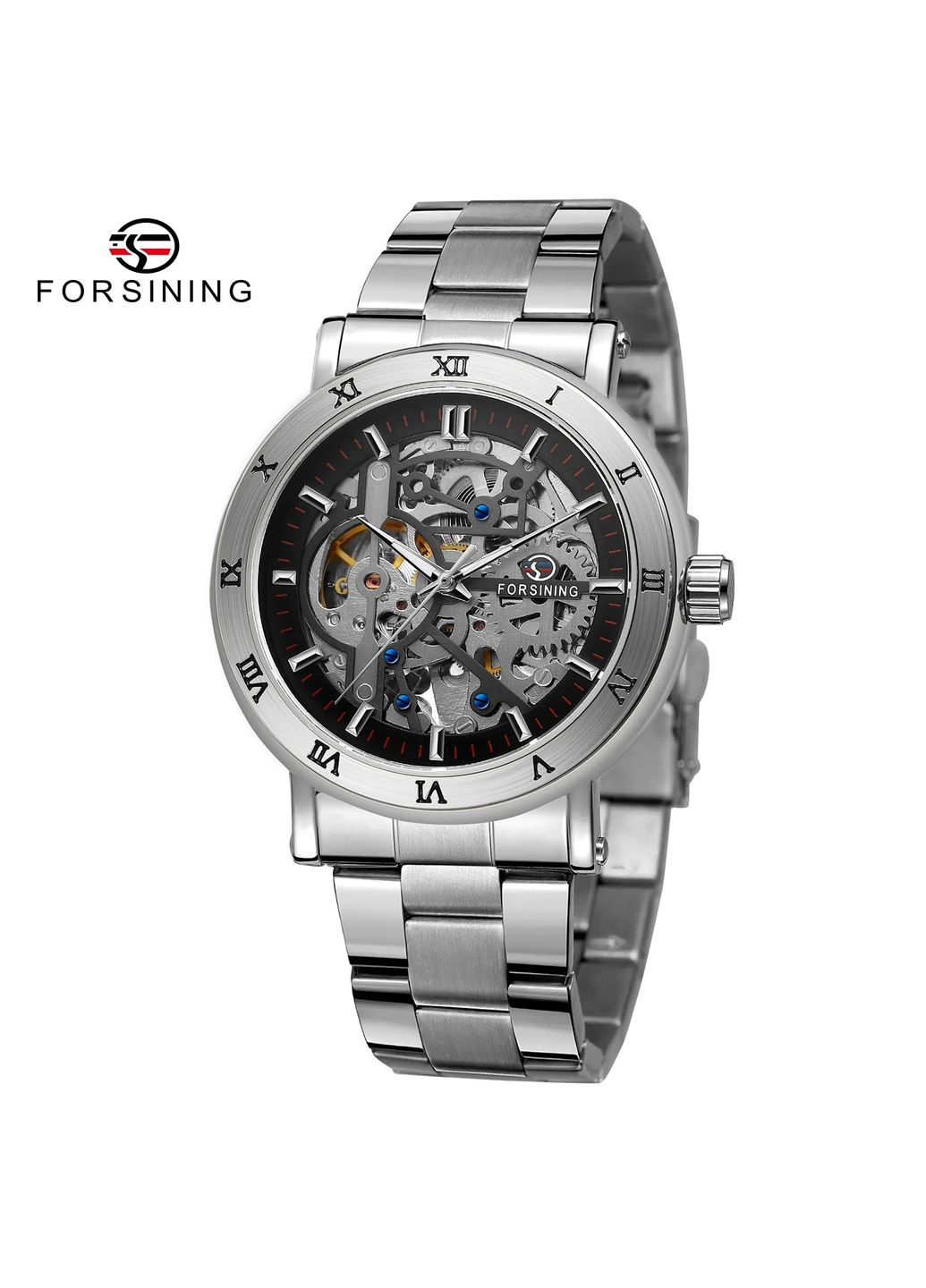 8253 Silver-Black механический с автоподзаводом классический Forsining (324213737)
