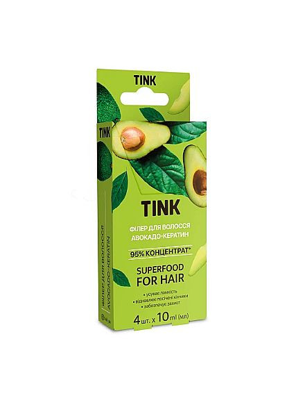 Концентрированный филлер для волос "Авокадо и кератин" For Hair 4x10ml (923583-191550) Tink (368602199)