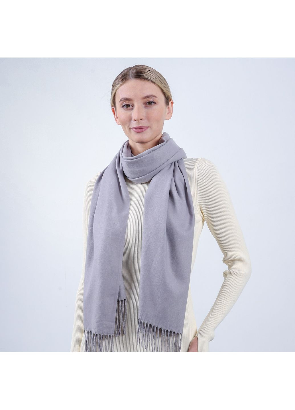 Палантин женский однотонный кашемир серый IDANA LuckyLOOK 554-597 (362556388)