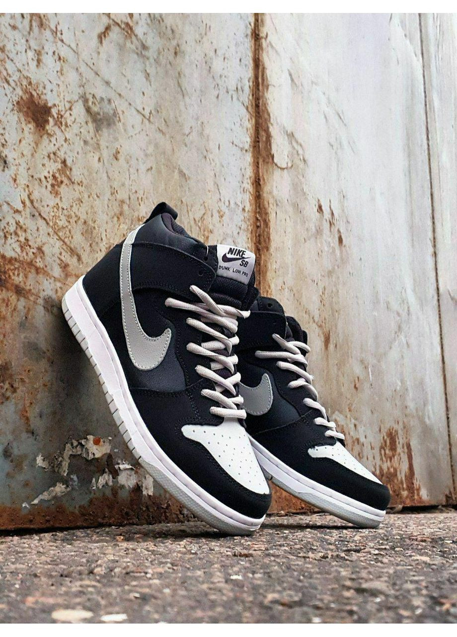Серые демисезонные кроссовки мужские nike sb dunk high black grey найк сб данк No Brand