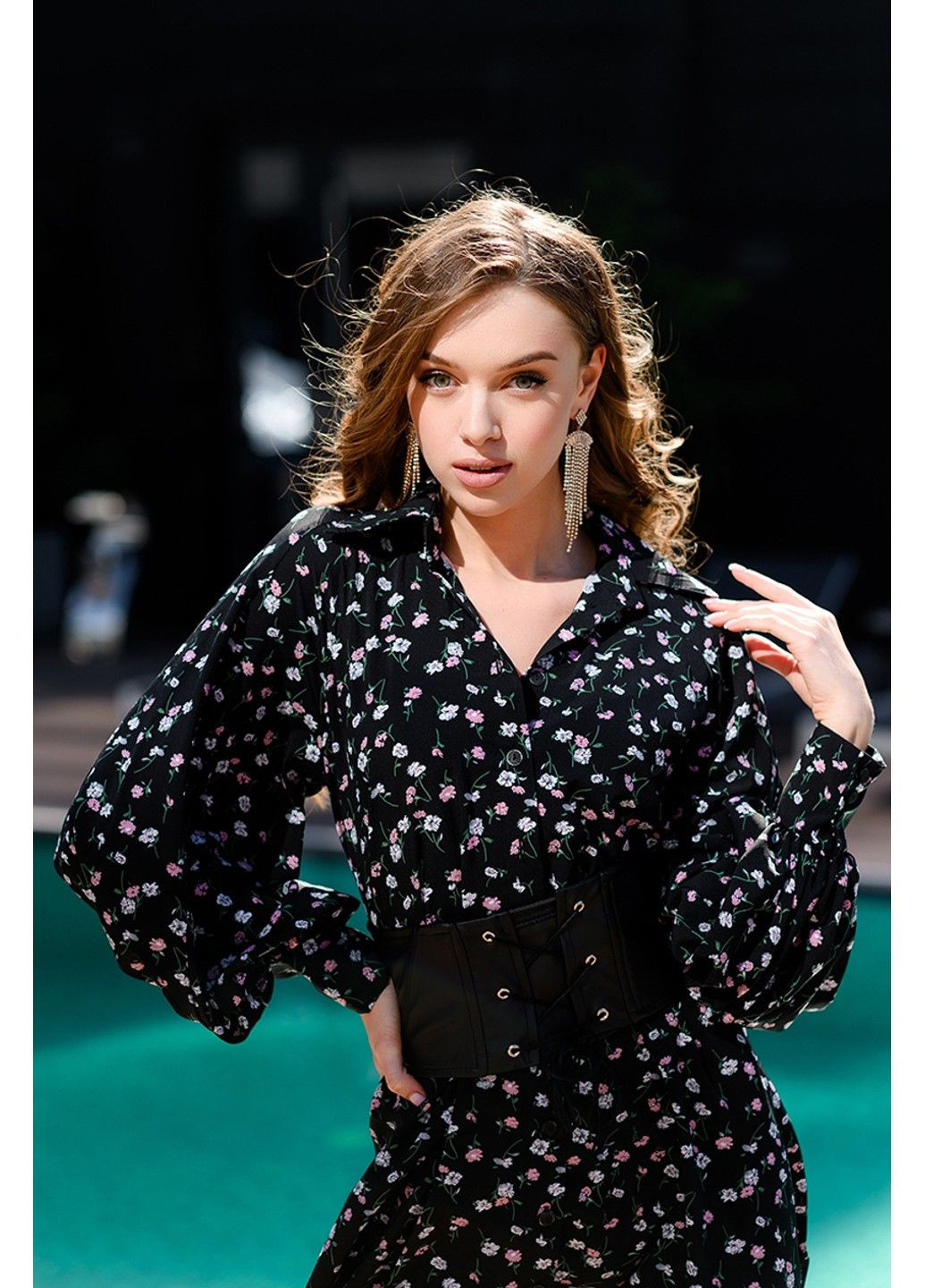 Чорна стильна сукня софт принт 23022 чорна Tanita-Romario