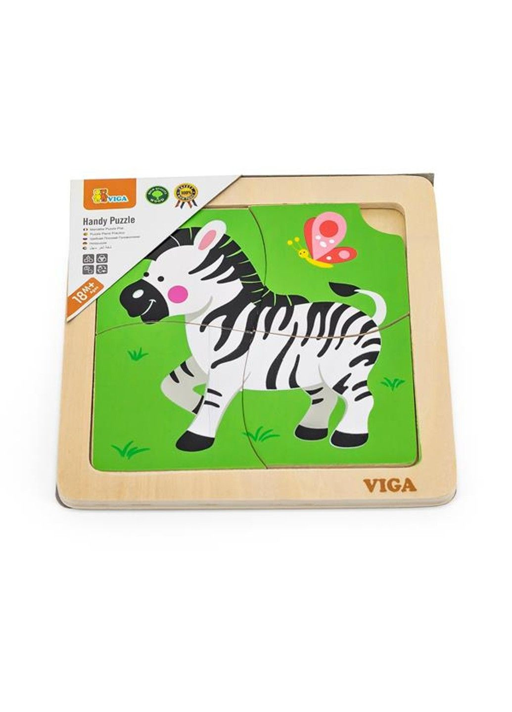 Деревянный пазл Зебра, 4 эл. (51317) Viga Toys (331298424)