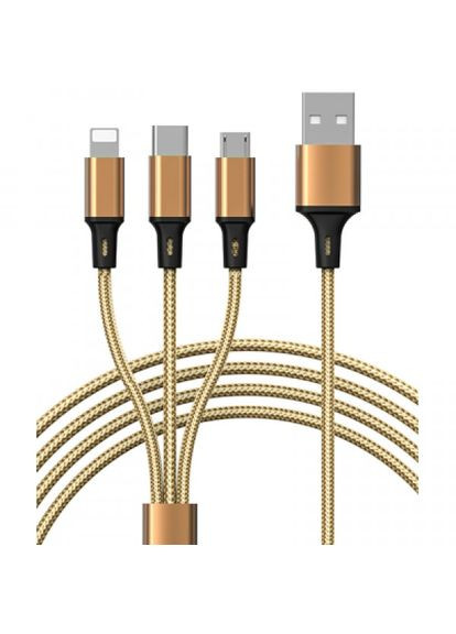 Дата кабель USB 2.0 AM to Lightning + Micro 5P + TypeC Azeada PD-B92th Gold (PD-B92th-GD) Proda usb 2.0 am to lightning + micro 5p + type-c azeada (268143590)