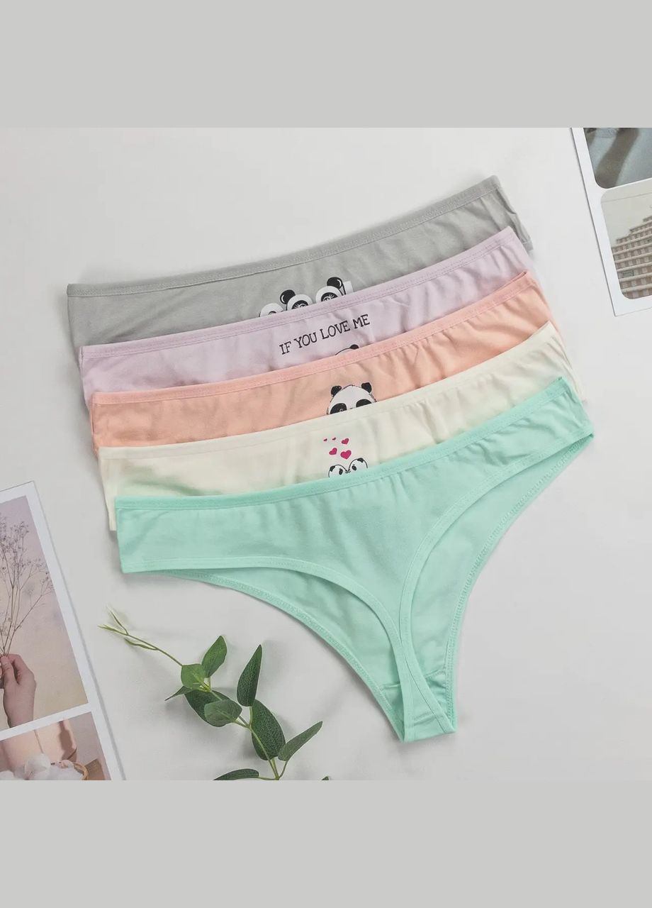 Трусики стрінги пастельні кольори, батал, 5 шт Nicoletta (304740995)