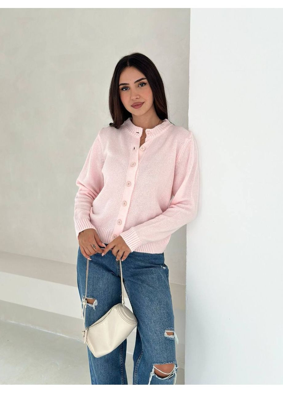 Розовый демисезонный 🍋 укороченный вязаный свитер на пуговицах – нежность и стиль в одном! размерная сетка в описании DK/DL Мода без кордонів