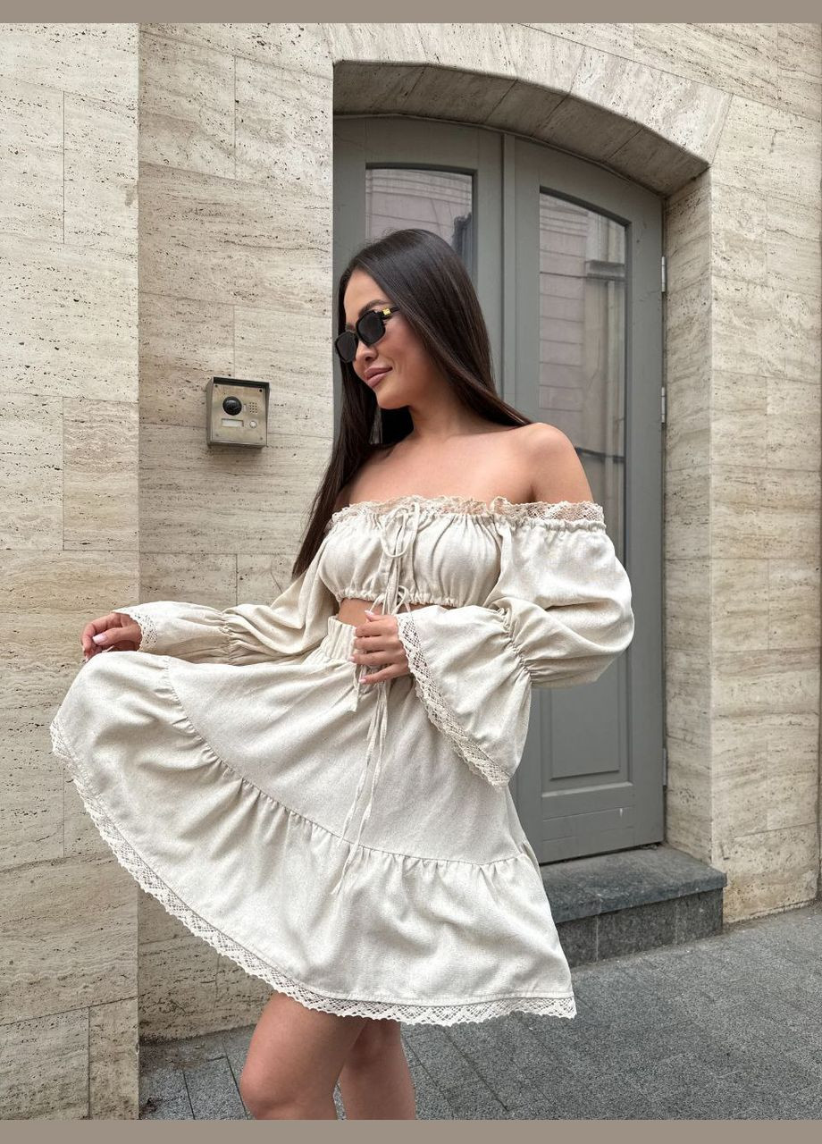 Женский льняной костюм с кружевом Avanti (331864316)