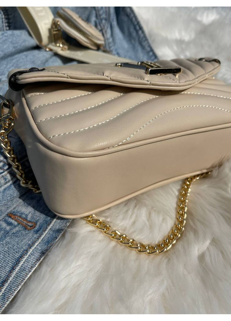 Сумка Wave Multi Pochette Bag Beige/Gold женская LV бежевая 2в1 с кошельком No Brand (364488332)