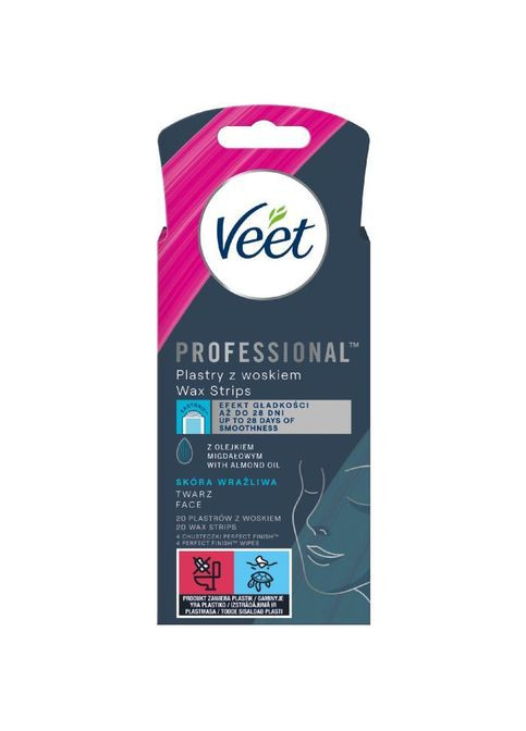 Воскові смужки Professional для чутливої шкіри обличчя з Олією мигдалю 20 шт. (5900627074253) Veet Professional для чутливої шкіри обличчя з Олією ми (349822839)