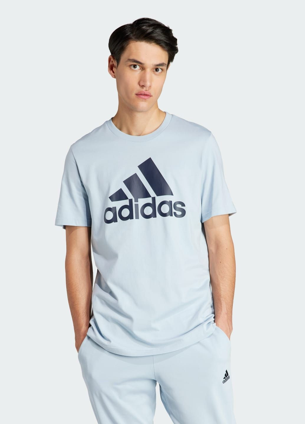 Синя футболка essentials single jersey big logo adidas