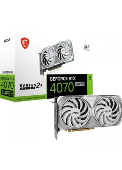 Видеокарта GeForce RTX4070 12Gb SUPER 2X OC WHITE (RTX 4070 12G VENTUS 2X OC WHITE OC) MSI GeForce RTX4070 SUPER 12Gb VENTUS 2X OC WHITE (295929745)
