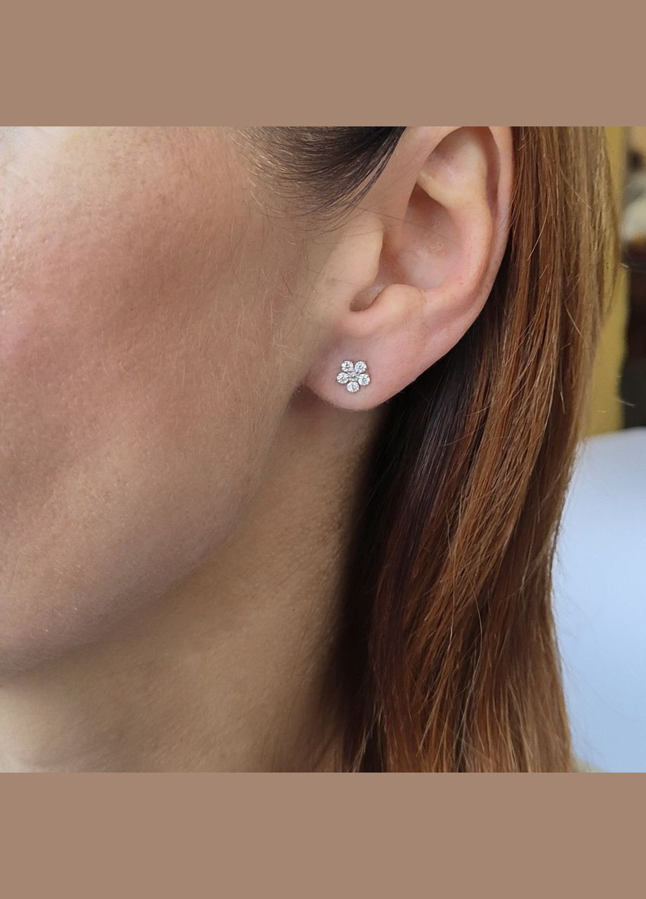 Срібні сережки гвоздики на закрутках Квітка в Білих Каменях срібло 925 проби Родоване 82904б 1.02г No Brand (306742778)