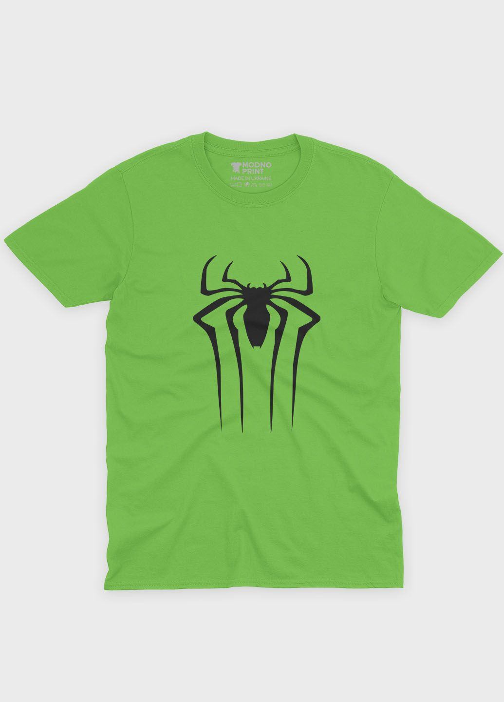 Салатовая демисезонная футболка для мальчика с принтом супергероя - человек-паук (ts001-1-kiw-006-014-107-b) Modno