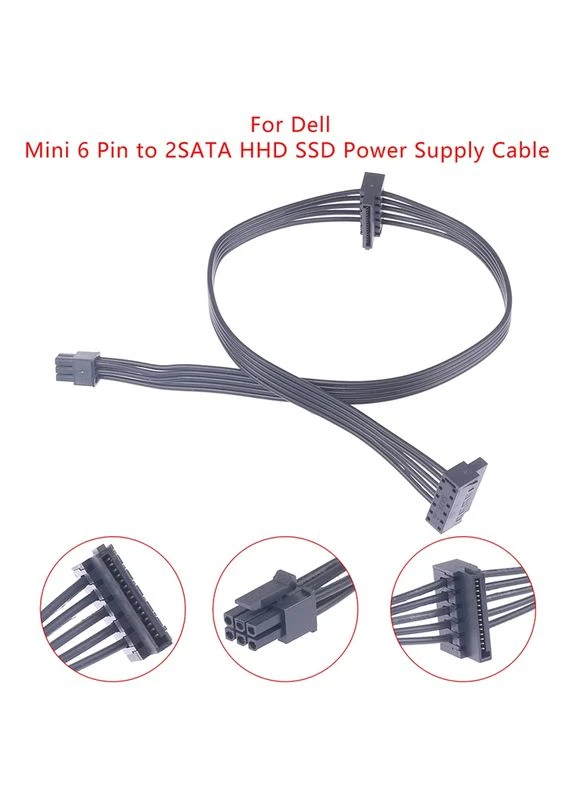 Мини-кабель 6 Pin на 2 SATA для жесткого диска SSD с питанием, для материнской платы Dell No Brand (388692025)