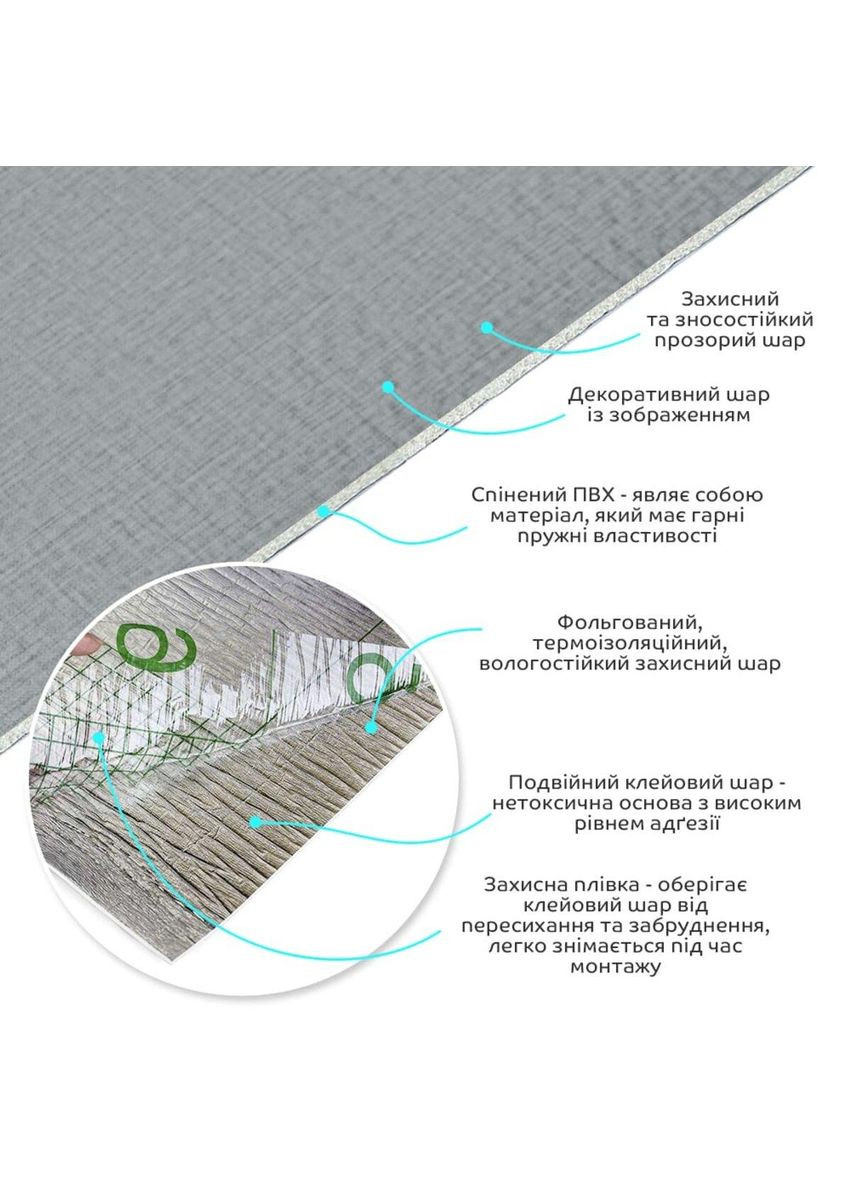 Самоклеящаяся виниловая плитка в рулоне 600х3000х2мм Серое полотно Мат SW-00002034 Sticker Wall (353967631)