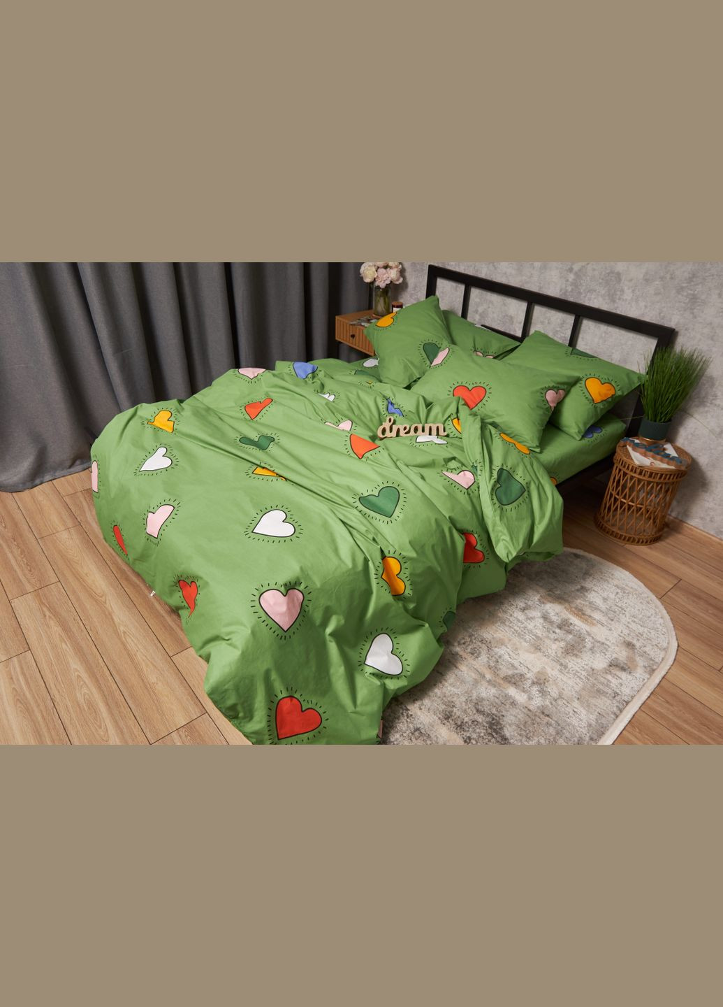 Комплект постільної білизни Бязь Gold Люкс «» сімейний 160х220х2 наволочки 2х50х70 (MS-820005386) Moon&Star Rainbow Hearts (296910035)