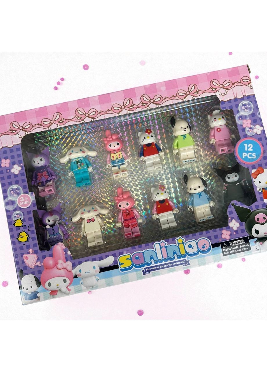 Дитячі фігурки конструктор Hello Kitty, набір фігурок котики 12 шт Diy (365848201)