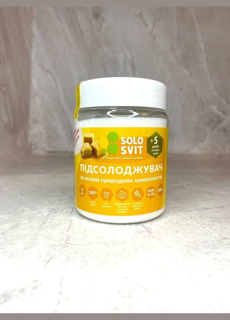 Цукрозамінник SoloSvit (еритрітол, сукралоза, екстракт стевії), 200 г No Brand (323169048)