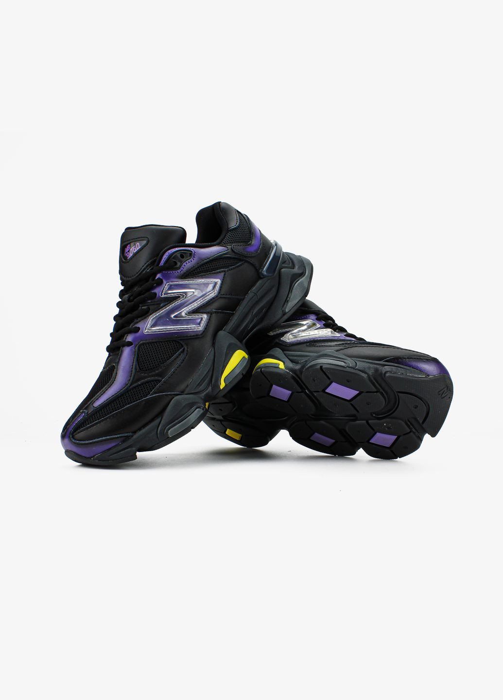 Чорні всесезон кросівки чоловічі і жіночі new balance 9060 black purple | нью беланс 9060 чорні фіолетові No Brand