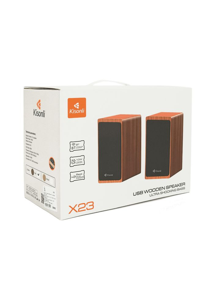 Колонки 2.0 X23 для ПК и ноутбука, USB+3.5mm, 2x5W, 30Hz-15KHz, 110 х 127 х 183mm, Black Kisonli (360403419)