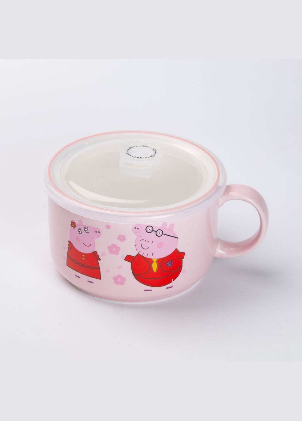 Миска для локшини керамічна Smiley Peppa Pig 770 мл з герметичною кришкою, рожевий Yiwu HP-15-12 (302891831)