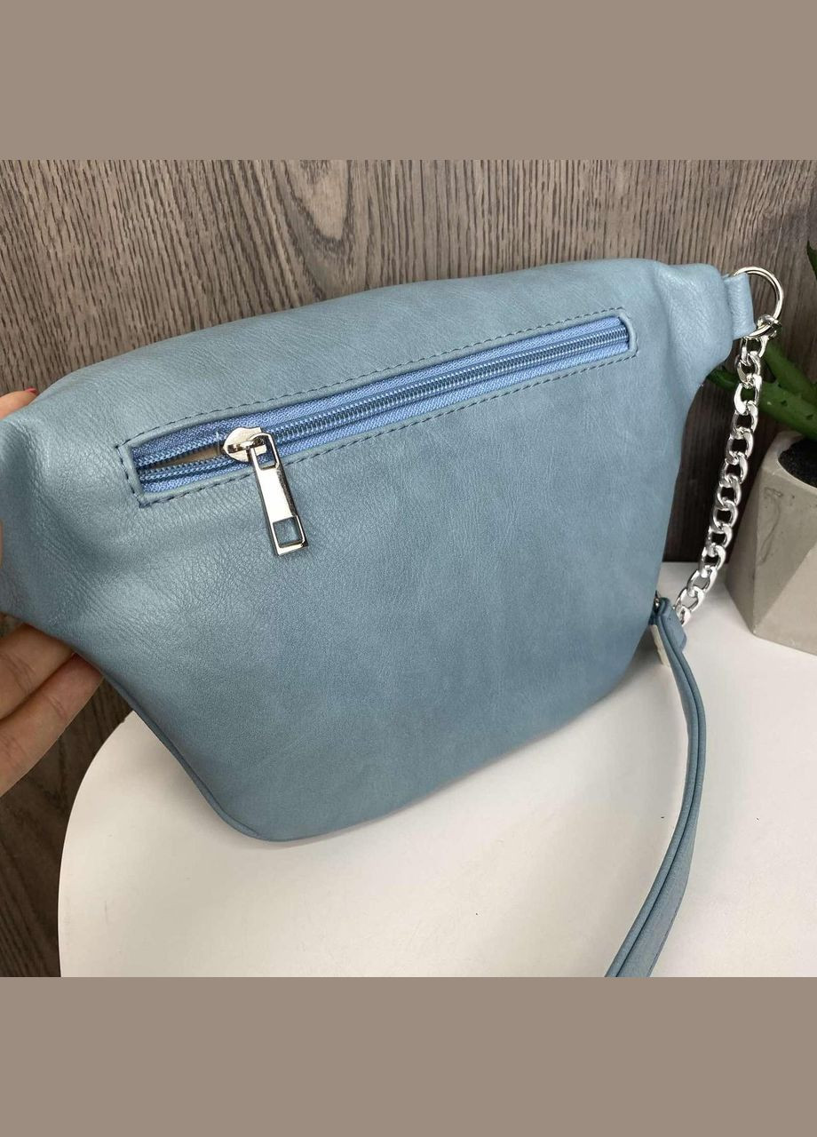 Жіноча бананка сумка на груди з ланцюжком, міні сумочка екокожа блакитна (sku_991) No Brand (330576863)
