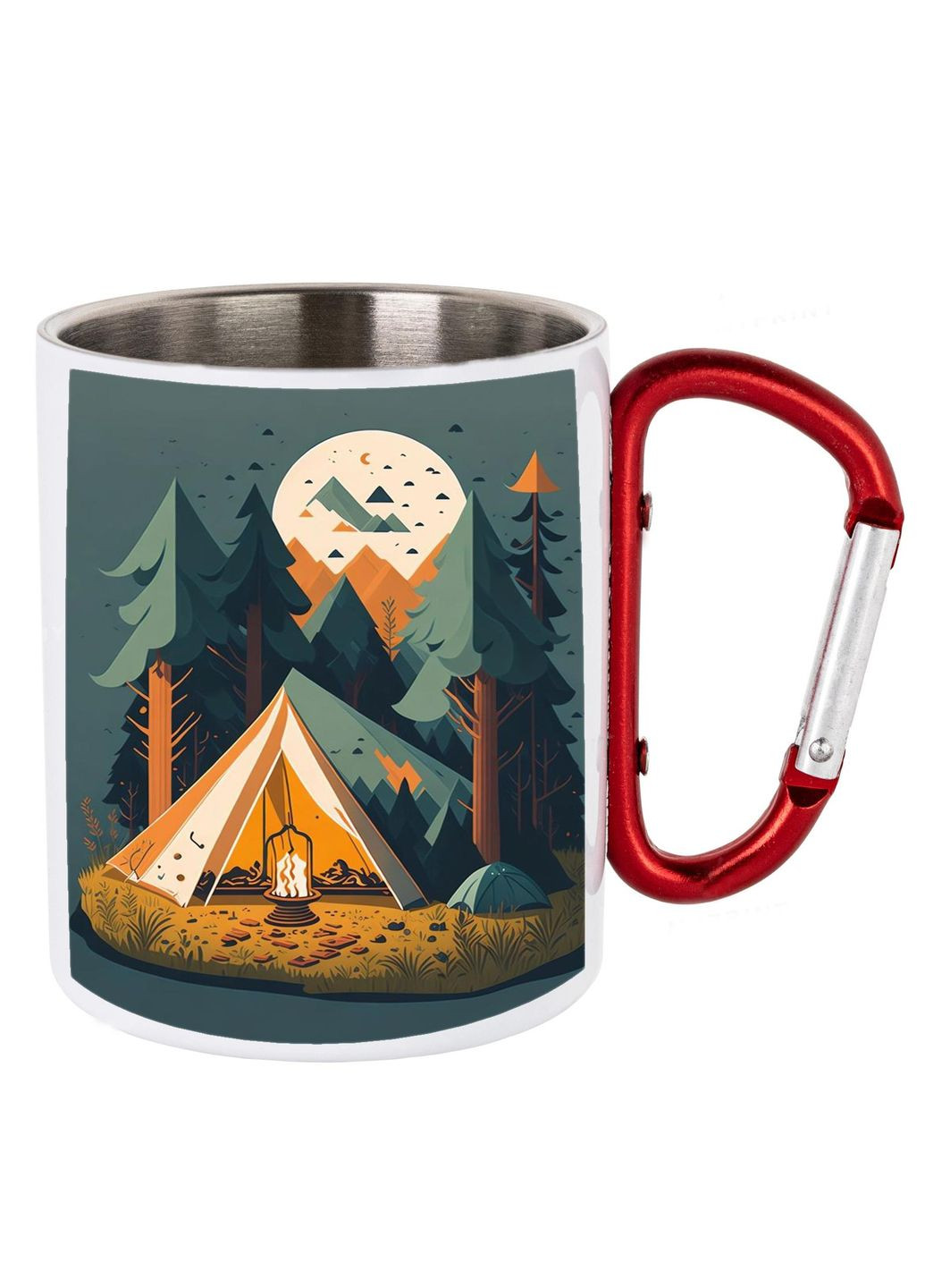 Кружка металева з карабіном (red) туристична 300 мл #0111 біла No Brand (316122725)