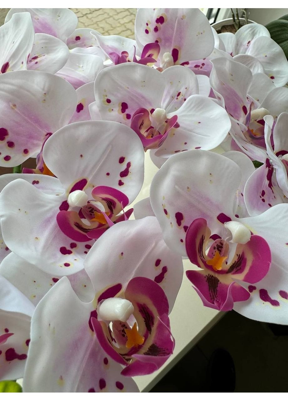 Искусственная орхидея Тигровый на 1 ветку 60 см. Вазон латексной орхидеи для интерьера. Пластмакс (372837849)