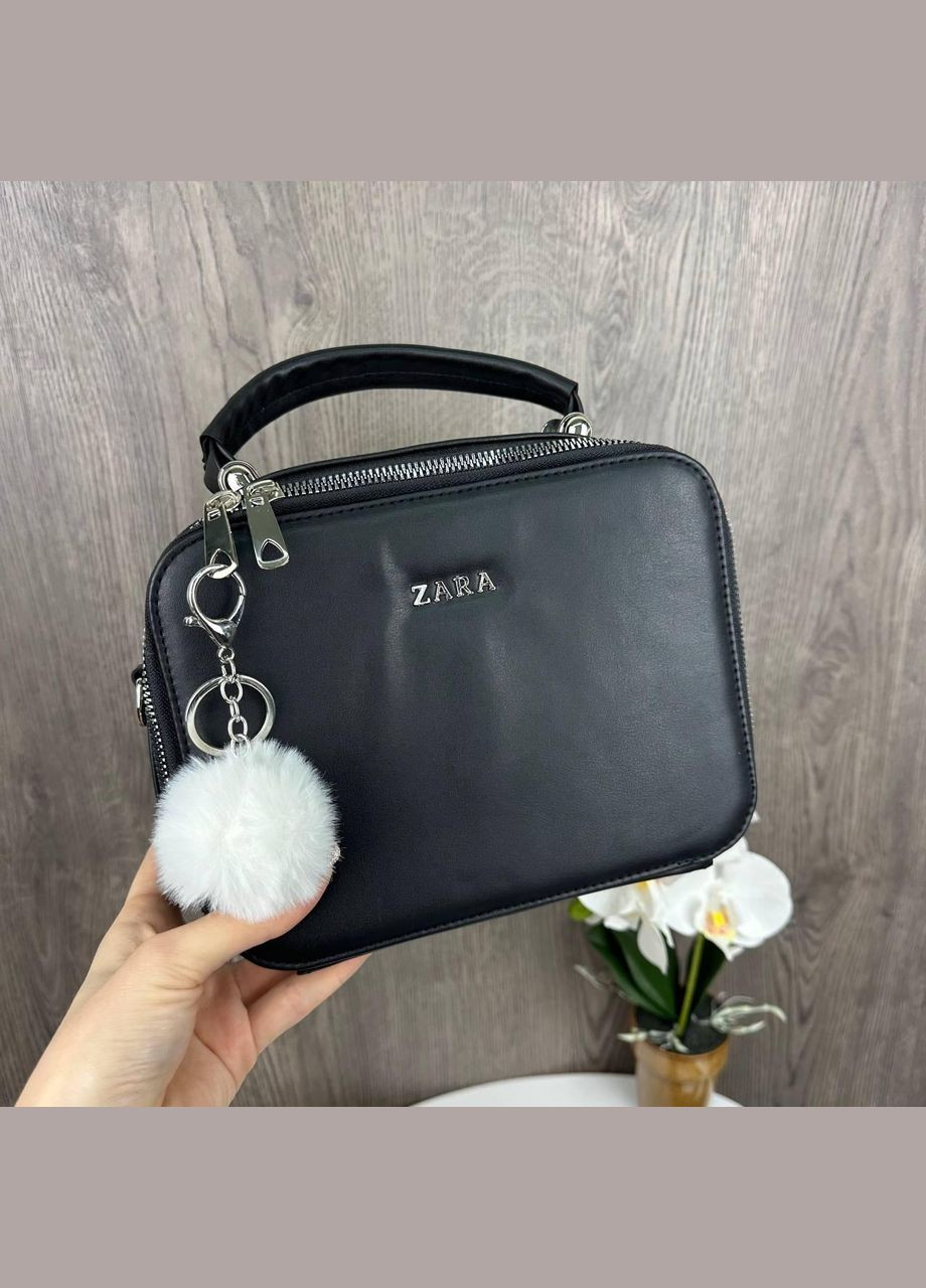 Жіноча міні сумочка з хутряним брелоком, маленька сумка для дівчат із кулькою брелочкою стиль Зара Jacobs (336551958)