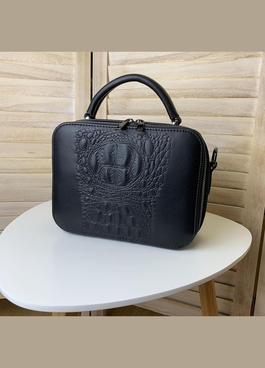 Жіноча міні сумочка клатч через плече із еко-шкіри під рептилію чорна (sku_760) No Brand (330575536)